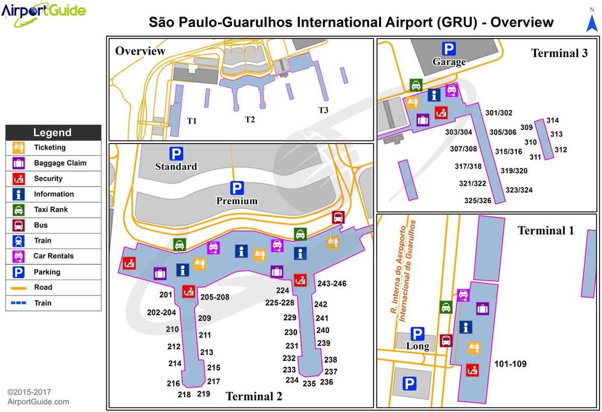 Sao Paulo กรูสนามบินเทอร์มินัลแผนที่