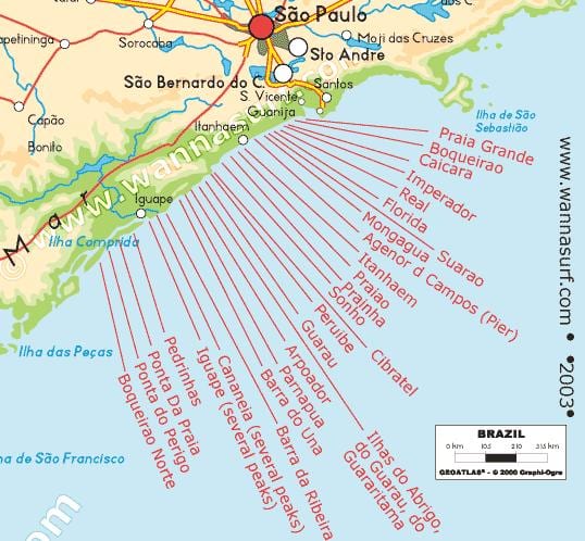 São Paulo แผนที่ชายหาด