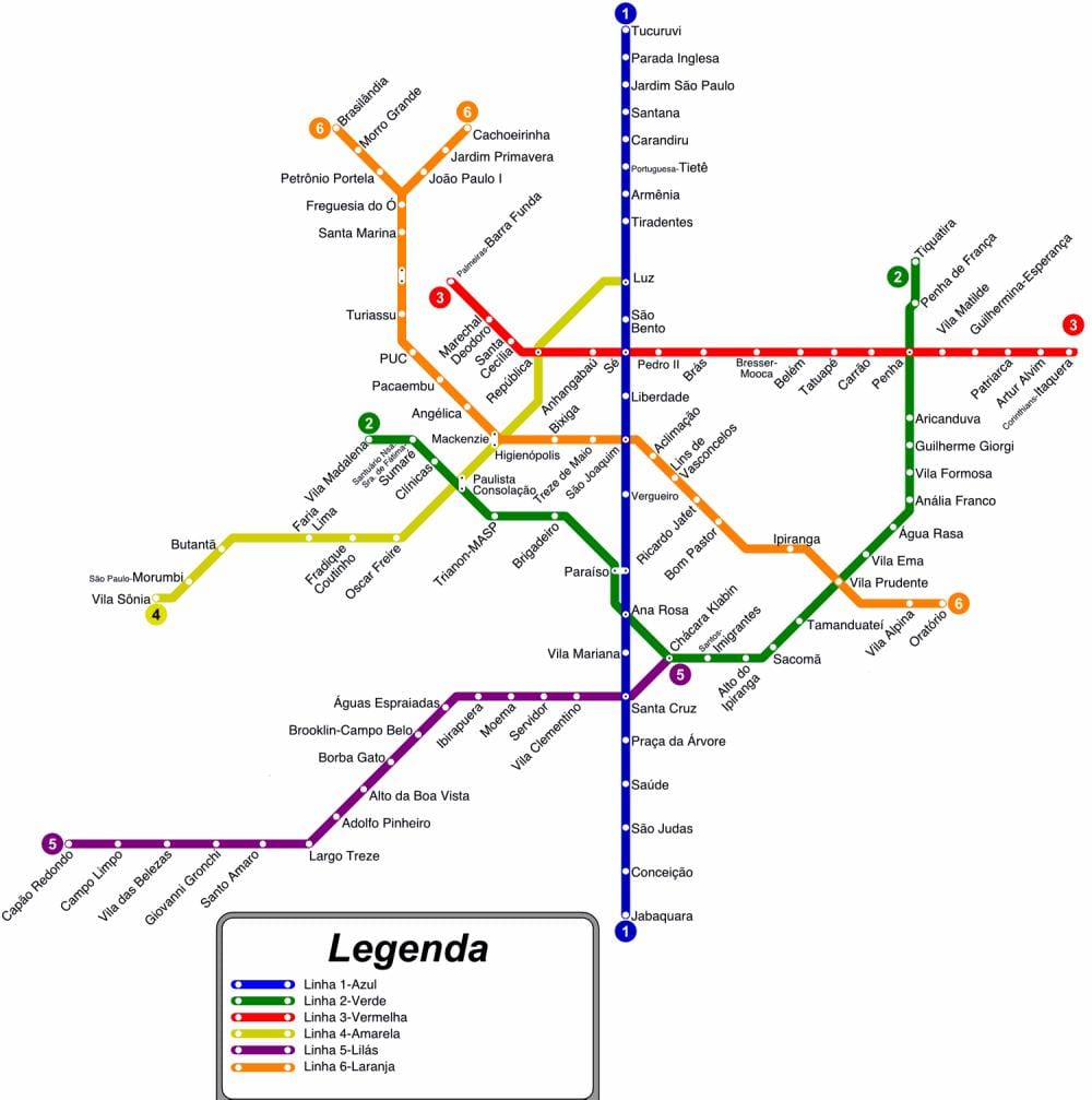 Sao Paulo แผนที่รถไฟใต้ดินเอกสาร pdf