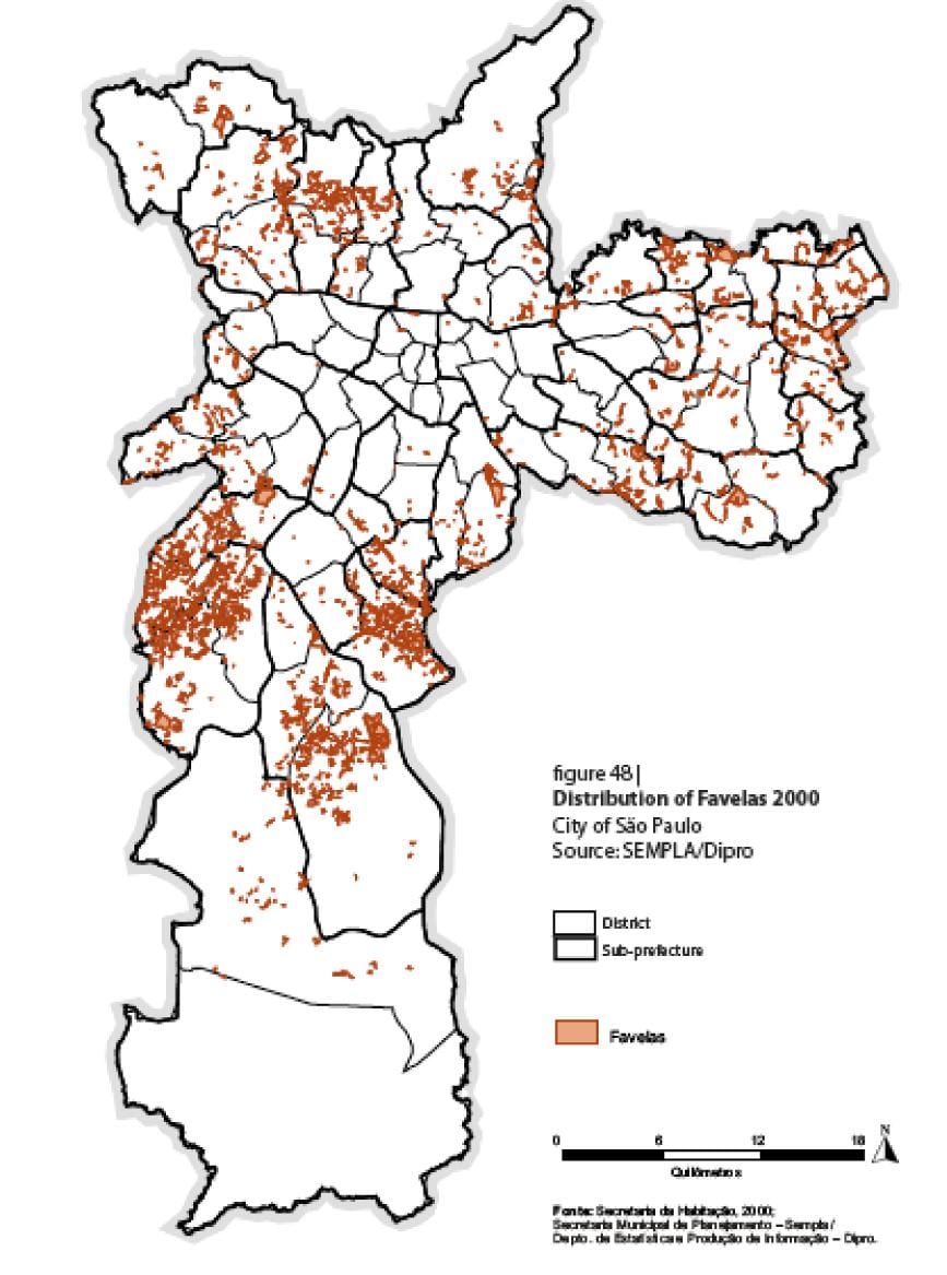 แผนที่ของ Sao Paulo favelas