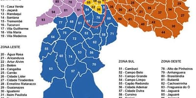 Sao Paulo แผนที่ neighborhoods